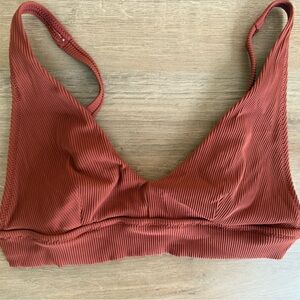 Aerie Ribbed Bikini Top in Rust